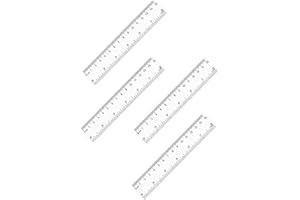4 Pack 6-Inch Straight Rulers,Clear Plastic Ruler, Suitable for Student School and Office Drawing Measuring Tools, Study Rule