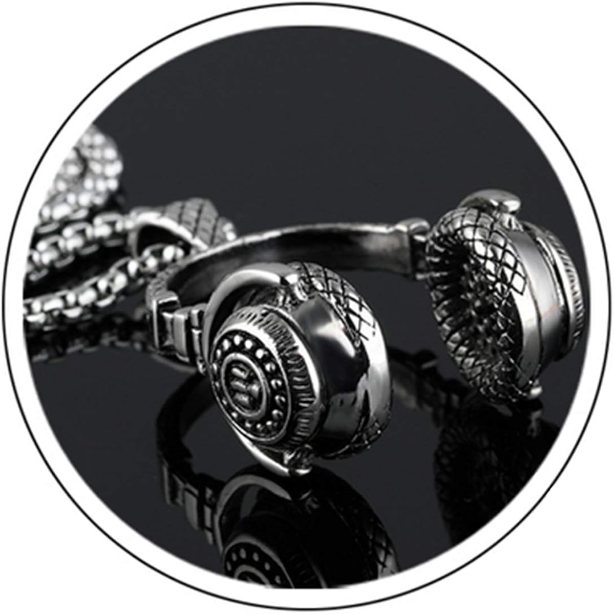 Music silver Pendant Rocker Necklace Jewelry Hiphop Headphones with 24in chain: Clothing