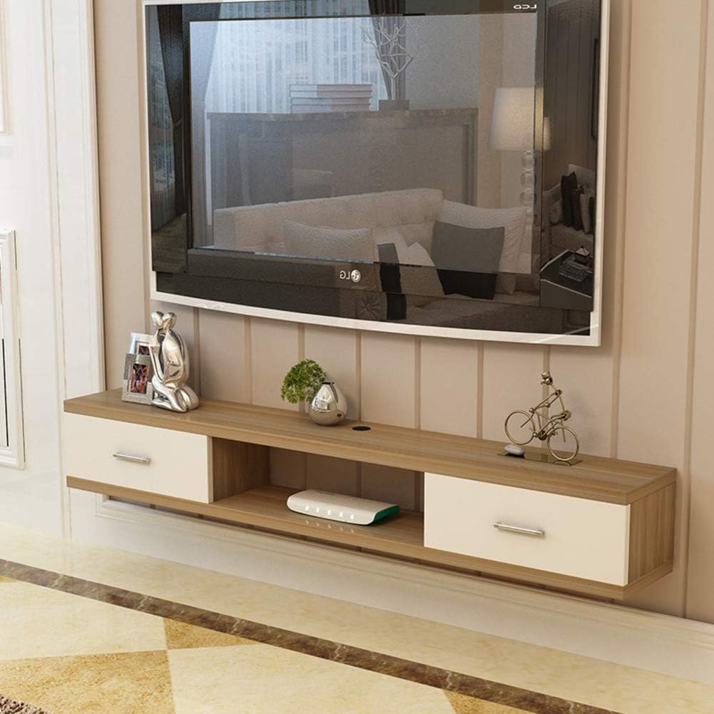 Admir Wood Floating Tv Wall Shelf Dvd Player, Wall Mount Floating Shelves Drawer Living Room Media Entertainment Center Cabinet-a 160cm(63inch)