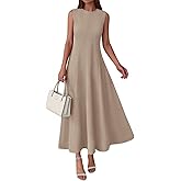 PRETTYGARDEN Sleeveless Crewneck Spring Maxi Dresses for Women 2026 Elegant Classy Semi Formal A Line Modest Party Dress