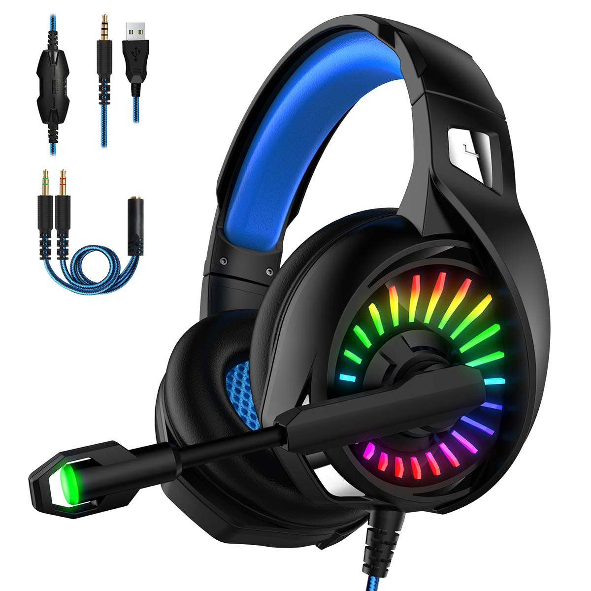 Mua 最新版 ゲーミングヘッドセット Pc 高音質 Ps4 ヘッドセット 3 5mm 密閉型 虹色ledライト マイク付き 超軽量 ノイズキャンセリング マイクミュート機能付き 伸縮可能 Switch スイッチ Fps Nintendo Xbox One Pubg 男女兼用 Tren Amazon Nhật Chinh Hang 21