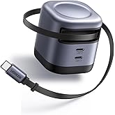 UGREEN Nexode Retractable 45W GaN Charger for iPhone 17, 3-Port USB C Fast Charger with 2.26ft Cable for iPhone 17/16/15/14/13 Series, Samsung Galaxy S25/24 Ultra, Pixel, iPad, Space Grey