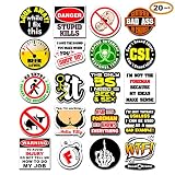 20-Pack Funny Hard Hat Stickers | Premium Quality Laminated Vinyl | Hilarious Joke Decal Sticker for Construction Worker Electrician Welder Carpenter Plumber Foreman | Great for Hardhat Toolbox Cooler
