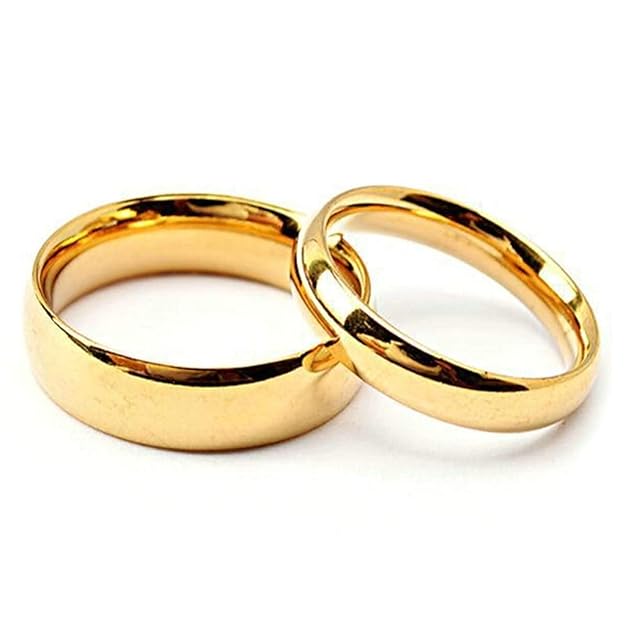 Aeici Edelstahlringe Set Partnerringe Edelstahl 4/6Mm Breite Gold Polierter Ring Komfort Fit
