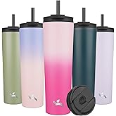 Konokyo 34 OZ Insulated Tumbler with Lid and 2 Straws Stainless Steel Water Bottle Vacuum Travel Mug Coffee Cup,Cherry