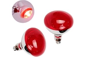Minsily 2 Pack 275W Infrared Heat Lamp,Red Heat Light Bulbs for Food Service, Brooder Bulb, Chicks, Pet,Bathroom E26 Glass La