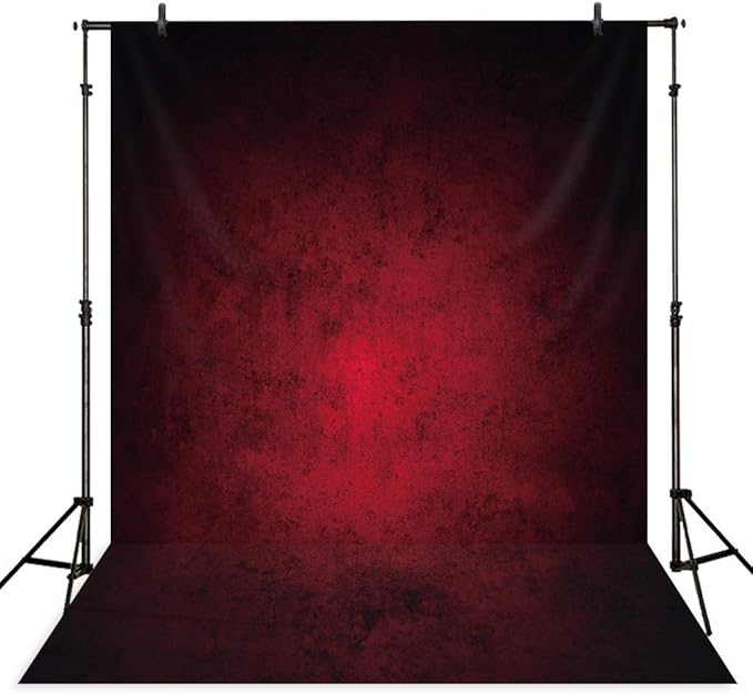 Homewelle Fabric Polyester Red Headshot Backdrop 5Wx7H Feet Rod Pocket