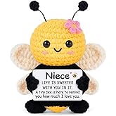 Gleevera Niece Gifts from Auntie, Birthday Gifts for Niece Ideas - Cute Handmade Crochet Bee - Birthday Mothers Day Present for Niece from Aunt Auntie Emotional Support Crochet Decor