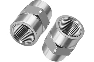 Beduan Stainless Steel Coupling Adapter 1/4" NPT Female x 1/4" NPT Female Hex Coupler Pipe Fitting for Air Water Gas Oil(Pack of 2)