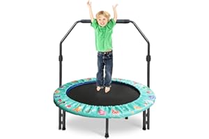 JOONLY 36-Inch Trampoline for Kids Mini Trampoline with Adjustable Handle and Safety Padded Cover Foldable Toddler Trampoline Indoor & Outdoor Rebounder Trampoline for Kids Play and Exercise