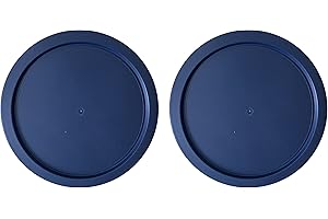 MRX SOLUTIONS Replacement Lids for Pyrex 4-Cup Glass Food Storage Container Bowls, 6-Inch Plastic Round Lids Covers fits Pyrex 7201-PC, Airtight & Leakproof (2-Pack, Blue)