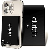 Clutch Pro – World's Thinnest iPhone Charger – Portable Power Bank 5000mAh – Magnetic Built-in Lightning Cable – TSA Approved Travel Charger – iPhone 14 & Earlier – Black