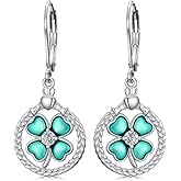 Qyvit Colorful Mardi Gras Earrings/St Patricks Day Shamrock Dangle Earrings 925 Sterling Silver Carnival Earrings Jewelry Gifts for Women