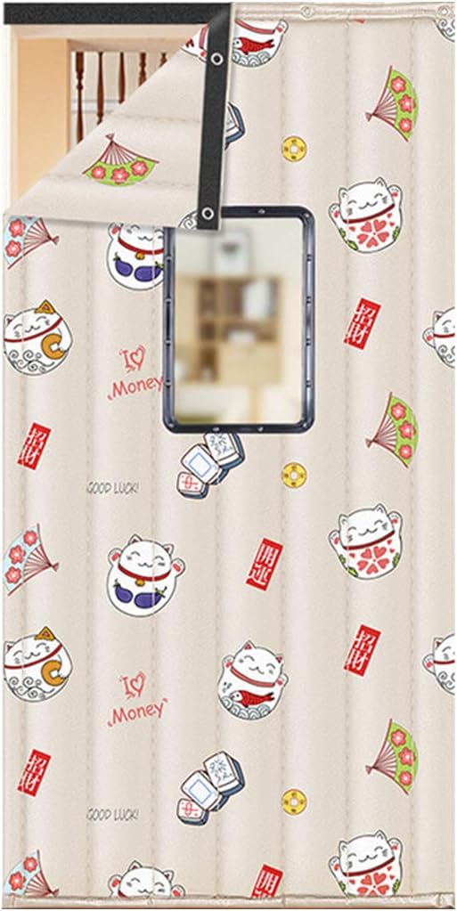ZZLYY Cortina Termica Puerta, Tejido De Cuero PU con Ventana De PVC