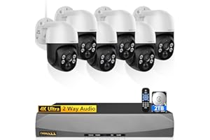 OOSSXX 4K PT PoE Outdoor Wired Security Camera System Home Wired Cameras Video Surveillance