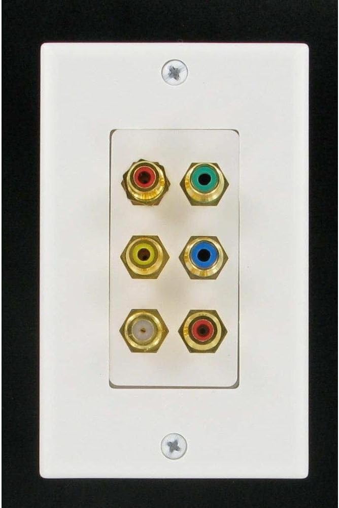 Component Video Wall Plate w/ Stereo Audio RCA Couplers