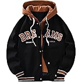 SOLY HUX Men's Casual 2 in 1 Hoodie Jackets Bomber Jacket Hooded Zipper Snap Long Sleeve Baseball Jackets
