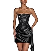 CCohills Sparkly Rhinestone Short Homecoming Dresses 2026 Strapless Satin Corset Mini Prom Cocktail Party Club Gown