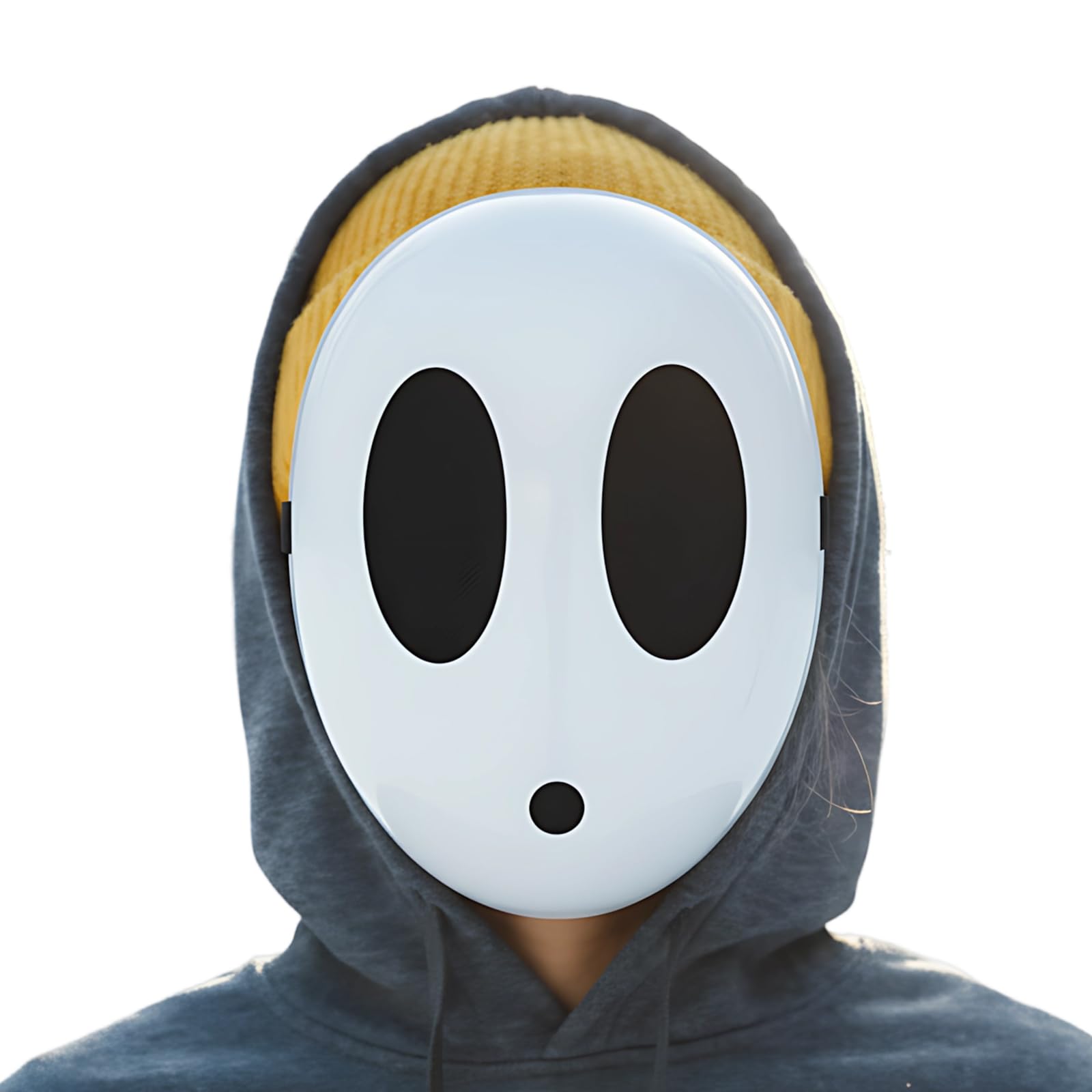 White Mask, Shy Guy Boy Mask, Costume Prop Accessories, Funny Mask for Halloween Christmas Carnival Cosplay and Parties, The Mask Costume for Halloween and Anime Events