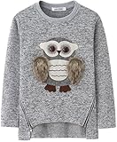 AuroraBaby Little Big Girls Sweatshirts Adorable Fuzzy Owl Pullover Long Sleeve Lining Fleece