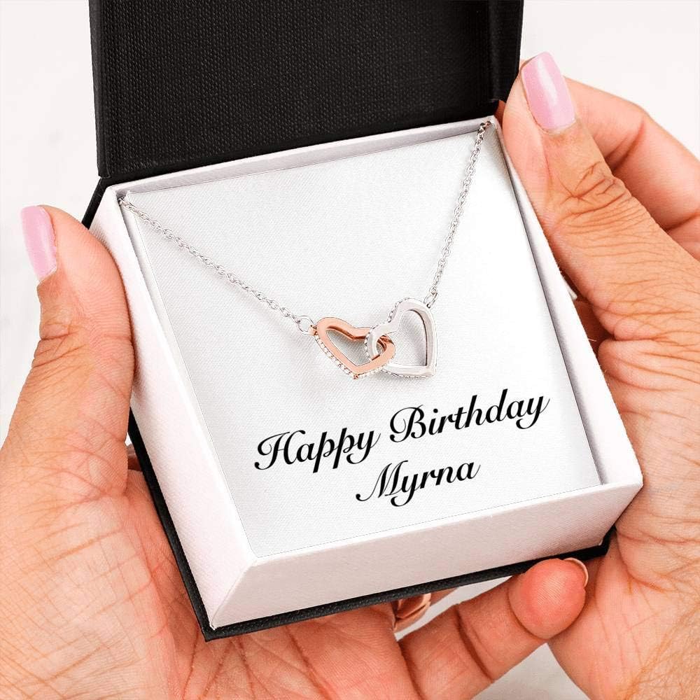 Amazon Com Happy Birthday Myrna Interlocking Hearts Necklace Personalized Name Gifts Jewelry Elvz — happy birthday (happy remix). amazon com