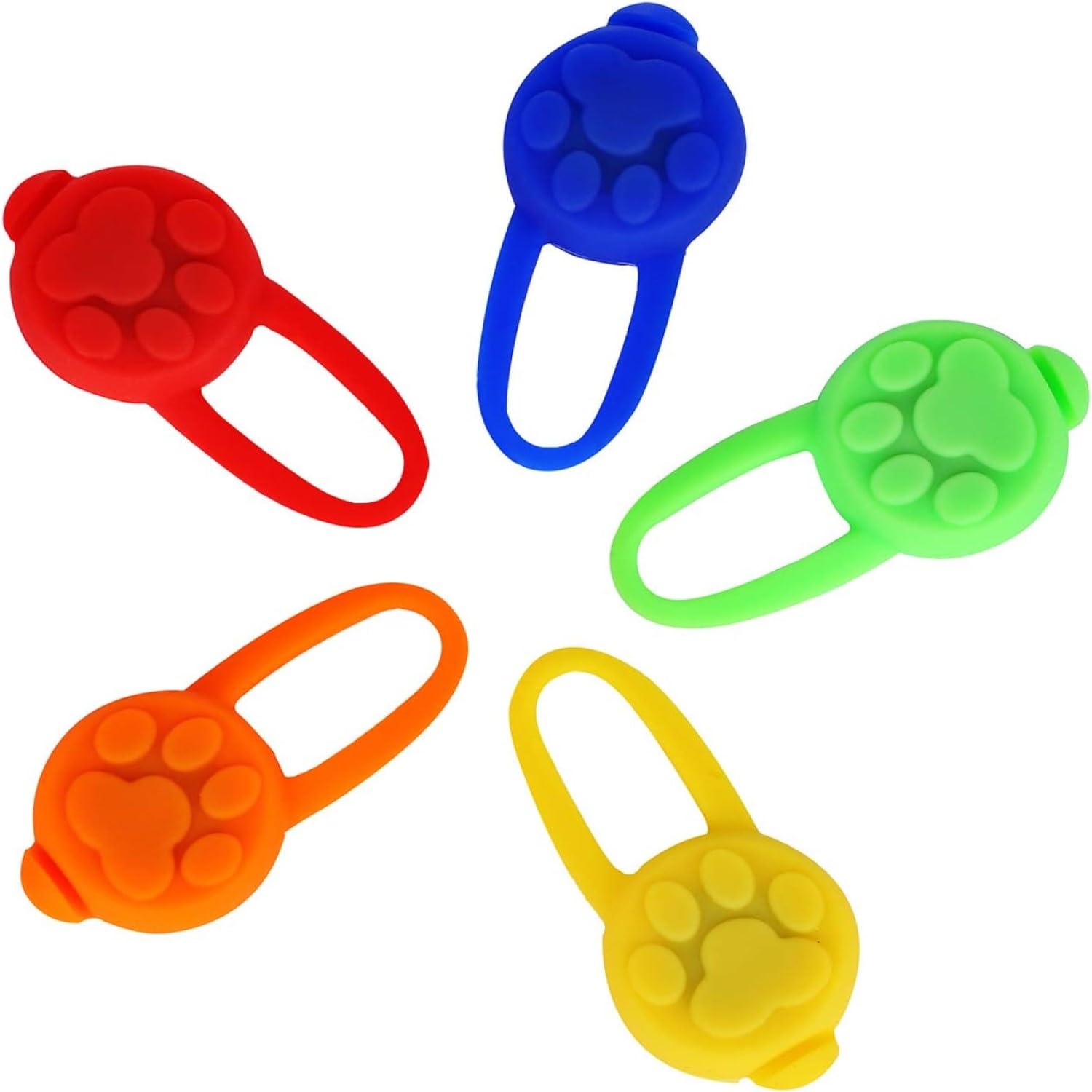 Yizhet Dog Collar Lights, 5 Pcs Clip-On LED Dog Lights with 3 Modes Waterproof Silicone Dog Pet Cat Collar Lights Colorful Flashing Safety Lights for Outdoor Night Walking (Batteries Included)