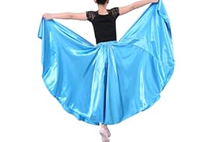 SANCAN Professional Girls Belly Latin Dance Training Skirt - Dance-Specific Full Flowy Circle Ankle-Length with Elastic Waist