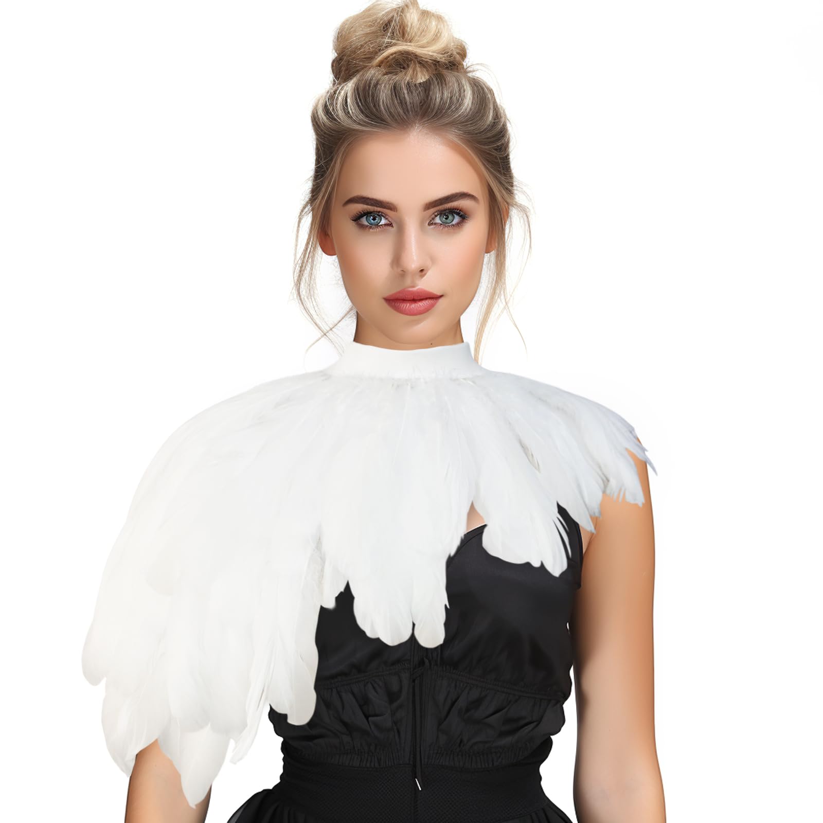 Photo 1 of **SOME SPOTS ON TOP-SEE PIC**HOMELEX Feather Cape Shawl Costume Black Witch Wings Collar Adult Crow Neck