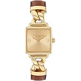 Coach Cass Women's 2H Quartz Watch – Square Stainless Steel Case – Calfskin Strap – Stylish Accessory, Gift for Her 22m