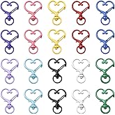 SOFPLATE 40Pcs Heart Shaped Swivel Clasp Swivel Snap Hooks Metal Colorful Trigger Spring Lobster Alloy Hanging Key Chain Ring Clips for DIY Jewelry Making Keychains Lanyards Bags Crafts Accessories