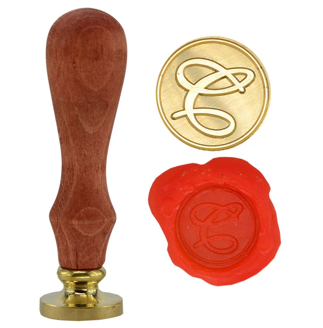 Syaya GZ4 Retro 26 Letters A-Z Alphabet Wax Seal Stamp with Brass Dots and Wooden Handle