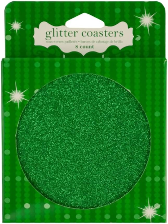 JT Party Supplies Glitter Coasters Green Glitz Coasters-24 Pack