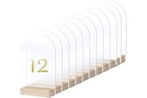 12 PCS 4x6 Inch Blank Clear Arch Acrylic Sign 0.12 Inch Thick (Around 3mm) with Wood Stands for DIY, Wedding reception,Menu S