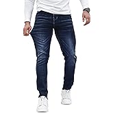 Mens Dark Blue Jeans Slim Fit Stretch Denim Pants for Men Skinny Athletic Fit 30