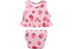ALVABABY Baby Girl Swimsuit Two Piece Toddler Infant Bathing Sleeveless Bikini Swimwear Reusable Swim Diaper