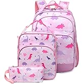 VASCHY Kids School Backpack Lunch Box Bag Combo, Children BookBag Schoolbag Set