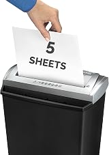 Fellowes Shredder FS-5S 5 Sheet Strip Cut Home Office 11 Litre Bin P1 Black view 3