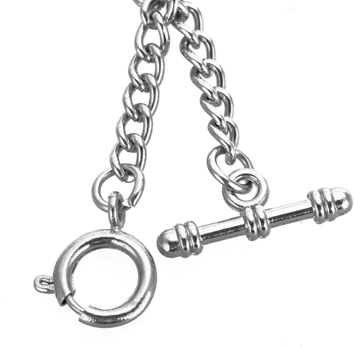 SIBOSUN Pocket Watch Chain Double Albert T-Bar - Antique 29 Inch Chains Vest Waistcoat (3.Sliver, CPA026): Watches