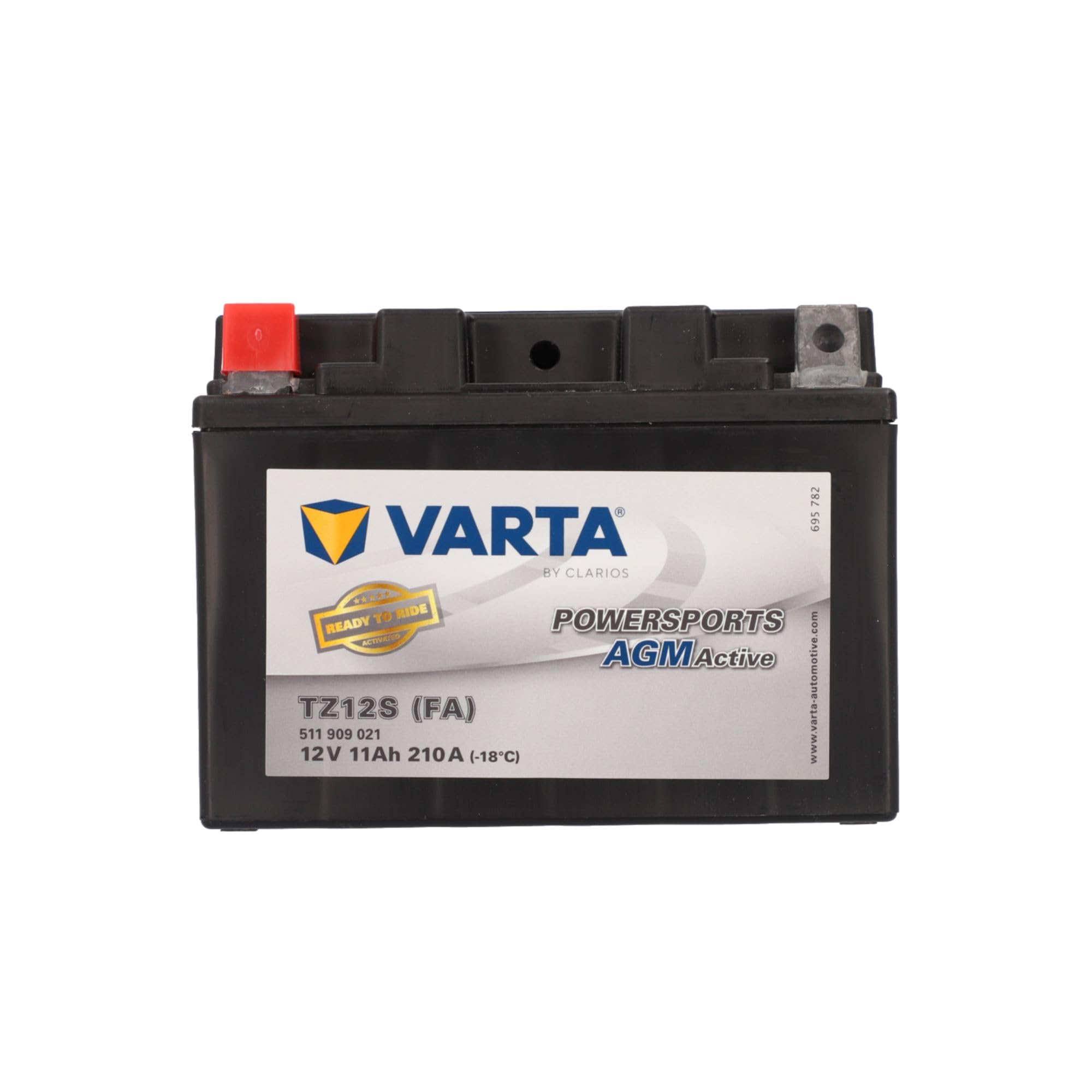 VARTA Motorradbatterie 11 Ah / 210 A Powersports Active AGM - lange Lebensdauer, vorgeladen, wartungsfrei, geeignet für Motorräder, Motorroller, Quads, Jetskis und Schneemobile, schwarz