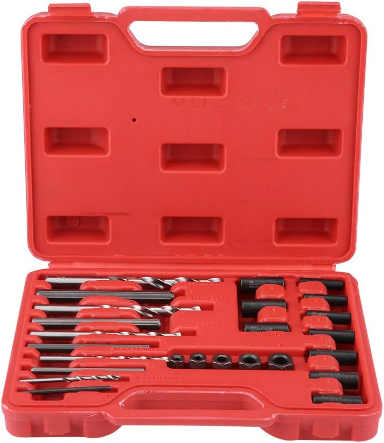Screw Extractor Easy Out Drill and Guide Set Broken Screw/Bolt Remover, 25Pcs