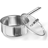 Cooker King 3.0 QT Sauce Pan, Tri-Ply Clad Stainless Steel Pot with Lid | Compatible with Induction, Metal Utensils &amp; Dishwasher Safe, Non-toxic Cookware, Oven Safe to 900&deg; F (Lid Safe to 400&deg; F)