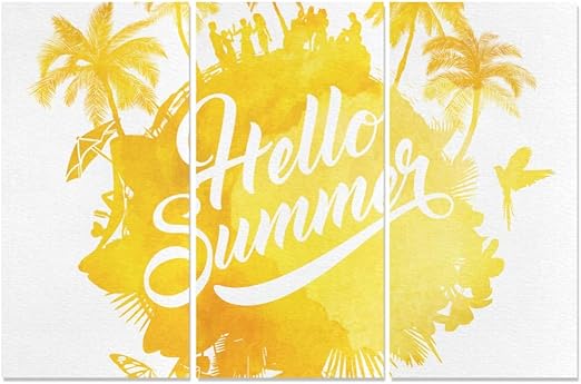 Amazon Com Ryuifi 3 Panel Cavs Wall Decor Hello Summer Elements Bathrrom Wall Decor Photo Canvas Prints Kids Wall Decorations For Home Living Room Bedroom Bathroom Wall Decor Posters Posters Prints