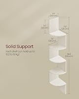 VASAGLE 5-Tier Corner Shelf White LBC072W02 Display Floating Shelves Living Room view 4