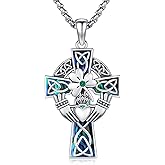KoyeKei Cross Necklace for Men 925 Sterling Silver Celtic Cross Pendant Christian Jewelry Religious Christmas Gifts for Women