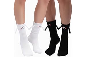 SURGETIDE 2 Pairs Magnetic Couple Socks – Fun Hand-Holding Design, Unique Magnetic Connection, Ideal Gift for Couples & Roman