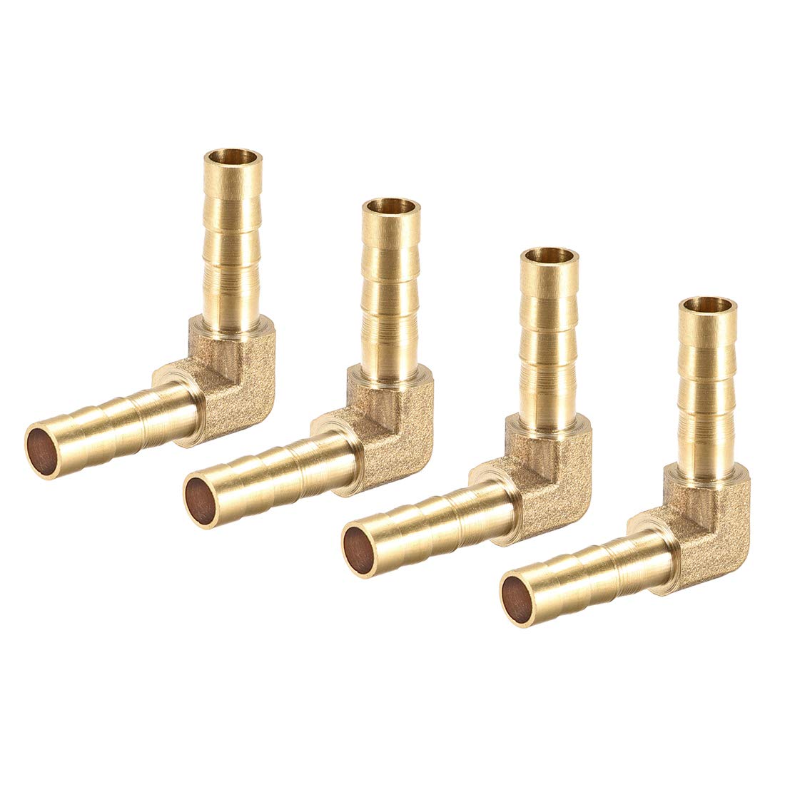 sourcing map 6mm Barb Brass Hose Fitting 90 Degree Elbow Pipe Connector Coupler Tubing 4pcs