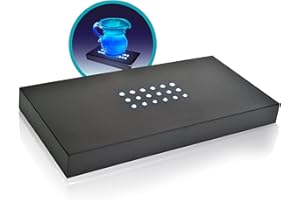 ASENTE 18 LED Light Stand Base - Rectangle Display Pedestal for 3D Crystal Glass Art - Adapter Plug Operated - Lighted Mirror Box for Centerpieces (Black)