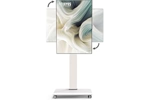 FITUEYES Rolling TV Stand - Portable Mobile TV Cart on Wheels for 32 to 65 70 75 Inch TVs, Landscape to Portrait Rotating and 40°Swivel, Height Adjustable TV Cart Rolling TV Stand Hold Up to 88 Lbs