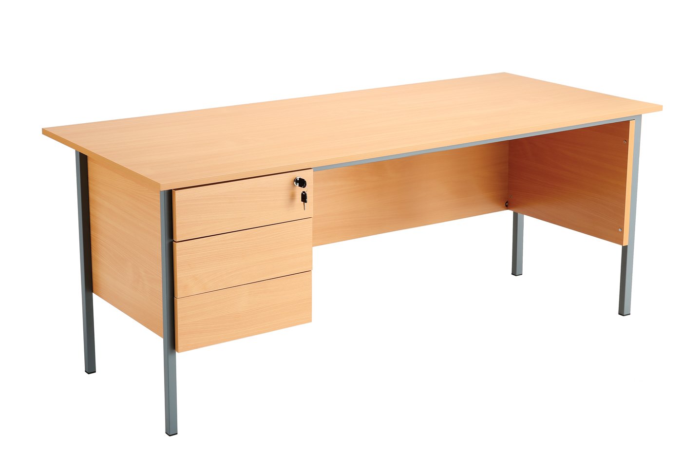 Office Hippo Eco 18 Desk with Three Drawer Pedestal, Beech, 180 cm x 75 cm