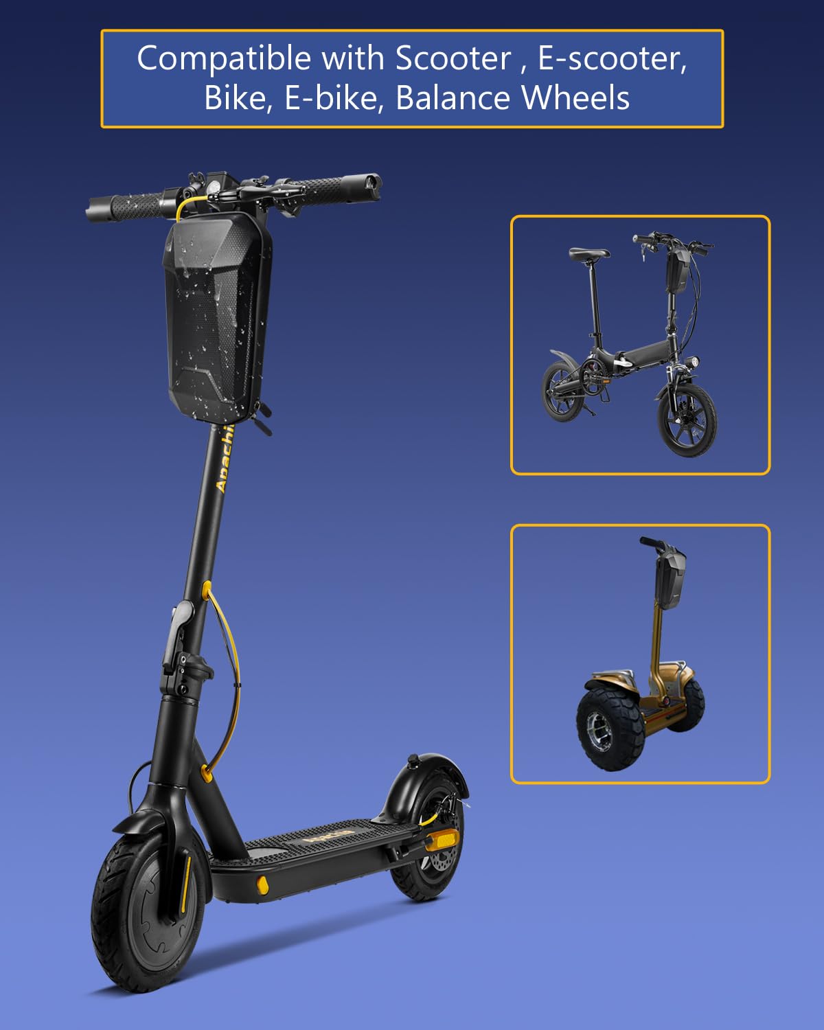 Scooter Storage Bag with USB Charging Port, Electric Scooter Handlebar Bags for Escooter, Electric Bike, Ebike, Waterproof Hard Shell, 4L